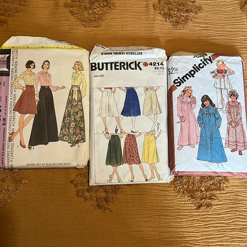 Vintage sewing patterns lot of 3